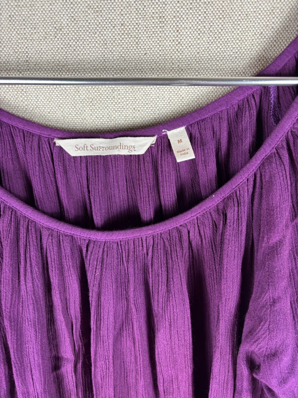 Soft Surroundings > Purple Tie-Dye Cold Shoulder Peasant Top Medium - Picture 3 of 7